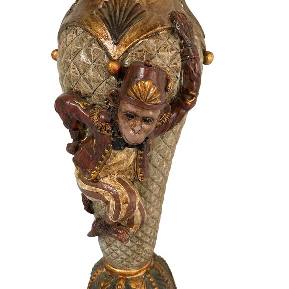 Tall Vintage Climbing Bell Hop Monkey Pillar Candle Holder 17" - Picture 2 of 8